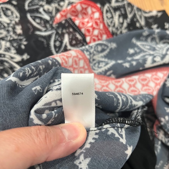 Sheryl‎ Crow Maxi Dress Black White Red Long Sleeve V Neck Boho Festival sz 10 - Picture 10 of 13